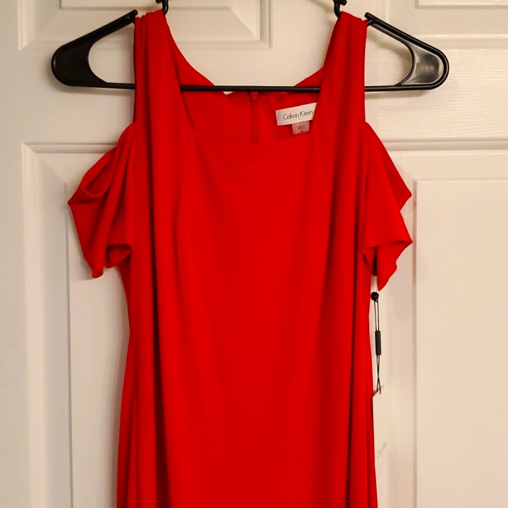 Calvin Klein Red Cold Shoulder Dress